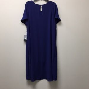 Adrianna Papell Blue Sapphire Draped Overlay Dress Plus Womens